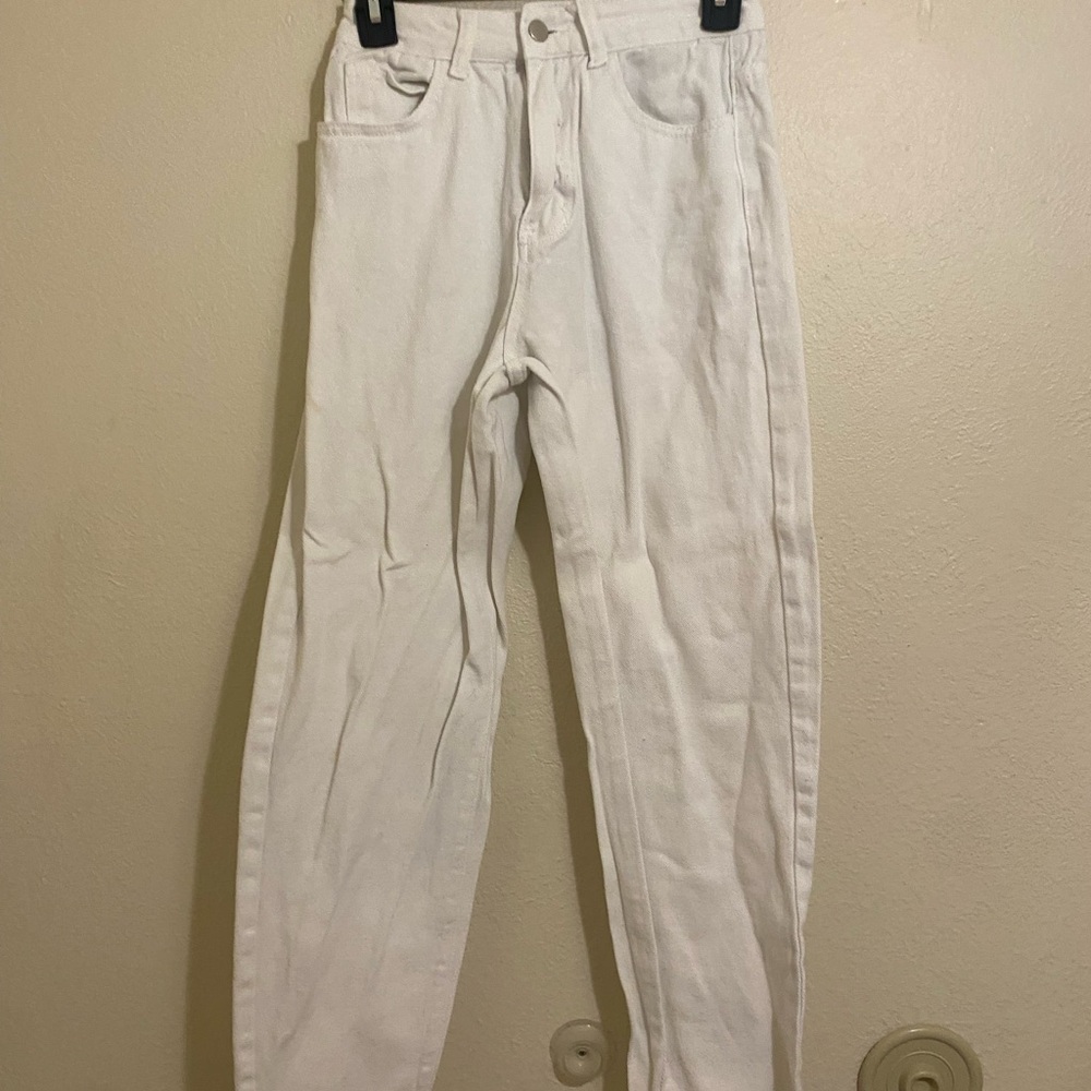 shein wide leg white jeans🐚